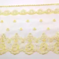 Yellow water-soluble lace trim detail close-up, exquisite embroidery fabric for DIY crafts. - 15 Yards per Piece / Bright yellow