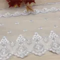 Silver embroidered water-soluble lace trim for DIY sewing, curtains, and tablecloths. - 15 Yards per Piece / Gray