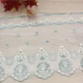 32cm water-soluble lace trim fabric floral embroidered edging for sewing curtains crafts home decor - 15 Yards per Piece / Green
