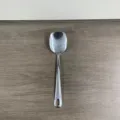 Stainless steel cooking spoon kitchen utensil integrated soup ladle with hanging hole - Plain Round Handle Serving Spatula