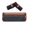 Schwarz braune PU Leder Stifteetui Rolle, multifunktionale Mappe fuer Zeichenstifte. - 24er-Pack / Hellbraun