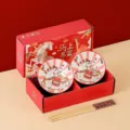 Σετ δώρου κεραμικά μπολ και chopsticks με σχέδιο αλόγου για κουζίνα και τραπεζαρία. - Άμεσος Πλούτος 2 Μπολ Ξυλάκια - Κουτί Δώρου