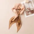 Silk wool rhombus scarf for women, spring and summer thin neck scarf, fashionable and versatile. - Nude Pink with Gold Edge