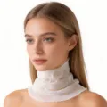 Sciarpa da collo in rete di seta da donna, colletto finto estivo leggero e copertura traspirante. - Bianco