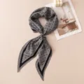 Black white houndstooth silk wool rhombus scarf chic neckerchief stylish spring accessory - Black Tweed Style