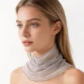 Foulard finto colletto in seta grigia rete estate sciarpa trasparente donna morbida - Grigio chiaro