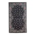 Retro paisley print long scarf, vintage black floral headscarf for women spring summer. - Black Brocade Paisley