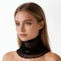 Elegante scaldacollo in rete di seta di gelso nera colletto finto estivo per donna - Nero