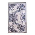 Blue and white vintage printed long scarf, classic baroque floral fashion shawl for women. - Dark Blue Shadow