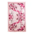 Pink abstract floral silk scarf, lightweight vintage long shawl for women spring wear. - Rouge Purple Shadow
