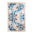 Retro floral printed long silk scarf lightweight elegant headscarf for women spring summer - Ocean Blue Shadow