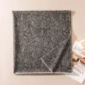 Scialle sciarpa in cashmere di lusso, elegante jacquard floreale, morbido caldo autunno inverno. - Nero Notte