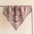 Pink Equestrian Belt Wool Square Scarf Retro Paisley Vintage Style Warm Soft Shawl Variant - Pink Tone Lock Knot
