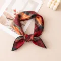 Classic red plaid square scarf stylish silk wool neck tie versatile fashion accessory for women - -5 Hand-Rolled Red Blue Plaid
