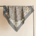 Vintage paisley wool square scarf for women, classic blue floral warm winter fashion neck wrap. - Persian Flower Tree