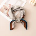 Elegant silk wool square scarf for women, stylish neckerchief with unique pattern design. - -8 Hand-Rolled Brown Edge Retro Rib