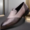 Heren krokodil embossed leer business casual nette schoenen loafers bruin stijlvol - Grijs 1016