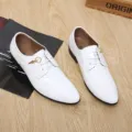 Herren weiße Lackleder Anzugschuhe Schnürschuhe Business formelle Schuhe elegante Freizeitschuhe - 36 / Milchweiß