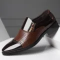 Men's brown breathable leather business shoes, casual stylish footwear for work and daily wear. - Trendy Brown