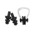 Set di tappi per le orecchie e clip nasale da nuoto in silicone, impermeabili per sport acquatici. - Nero