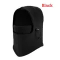 Winter fleece bivakmuts thermisch winddicht gezichtsmasker kap voor buitensporten - M (56-58cm) / Zwart