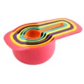 Colorful 6-piece plastic measuring cups and spoons set for kitchen baking and cooking use. - Multicolor Set