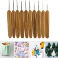 Carbonized bamboo handle metal crochet hooks set 10pcs 13cm length for knitting DIY crafts - 10 Pieces Set