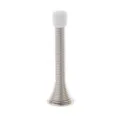 Metal spring door stopper detail view, flexible coiled structure with white rubber tip. - Silver