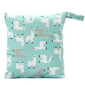 Cute llama print baby diaper wet bag, portable waterproof storage pouch with snap handle. - Blue Alpaca