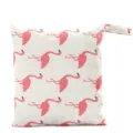 Reusable waterproof baby wet bag with cute pink flamingo print, portable diaper storage pouch. - Large Flamingo