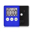 Gedetailleerd overzicht van de digitale keukenwekker met LCD-scherm en handige knoppen. - Donkerblauw