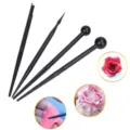 4-piece black clay sculpting tools set for DIY pottery fondant cake decorating modeling. - Black