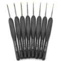 Set van 8 zwarte ergonomische haaknaalden met zacht handvat, maten van 1,0 mm tot 2,75 mm voor breien. - Haaknaalden met zachte grip / 8-delige Set