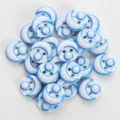 Blue and white resin buttons, two-hole cute moon design for kids shirts and DIY clothing. - 12.5mm / 05