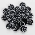 Black and white resin buttons, two-hole circle pattern clothing accessories, ideal for shirts. - 12.5mm / Symmetrical Black (07)