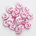 Colorful resin buttons with two holes, pink and white design, perfect for shirts and crafts. - 12.5mm / 08