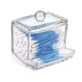 Transparente Acryl-Wattestäbchen-Aufbewahrungsbox Detail, kompakter Behälter mit Deckel. - Kristallklar