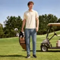 Outdoor golf scene featuring men's quick-dry breathable sports pants and athletic polo shirt. - S / Bottoms / Cyan Blue