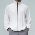 Men lightweight sun protection stand collar quick drying sports outdoor hiking jacket white - S / White
