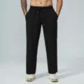 Pantaloni Sportivi Casual Neri Da Uomo In Tessuto A Waffle Con Elastico In Vita E Tasche - Taglia S / Nero premium