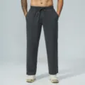 Pantaloni Casual Uomo Grigio Scuro Tessuto Waffle, Comodi Jogger con Coulisse e Tasche - Taglia S / Grigio Squalo