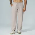 Pantaloni casual waffle da uomo in grigio chiaro, vestibilità comoda per ogni occasione. - Taglia S / Albicocca Nocciola