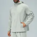 Veste de sport zippée à capuche pour homme légère et respirante séchage rapide gris - S / Hauts / Vert Tendre