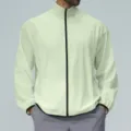 Men's lightweight quick dry sun protection athletic jacket in light green with stand collar. - S / Grass Green