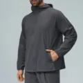 Veste de sport à capuche gris foncé homme, vêtement d'extérieur imperméable séchage rapide. - S / Hauts / Gris foncé