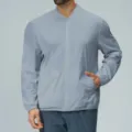 Men's light blue casual zip-up jacket, stand collar, comfortable daily wear outerwear. - S / Sunny Blue