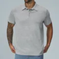 Mens grey quick dry short sleeve polo shirt breathable golf tennis outdoor athletic top - S / Light Gray