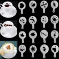 16-piece plastic coffee stencils set, DIY cappuccino art templates for barista and baking decoration. - 16-Piece Set