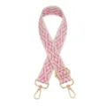Woven bag replacement strap with ethnic geometric pattern and gold hardware. Adjustable. - Silver Buckle / Z11 Pink