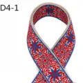 Ethnic jacquard webbing strap, 5cm wide cotton polyester red blue floral ribbon for sewing. - Ethnic Jacquard Style (D4-1)